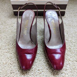 BRUNO MAGLI Size 7 Burgundy Slingback Pumps